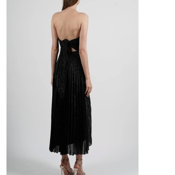 Nwt Maria Lucia Hohan Venus Strapless Metallic Plisse Midi Dress - Size 8 - Picture 2 of 16